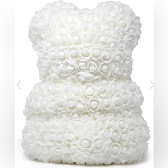 NWT Rose Bear Flowers Teddy for Women Valentines Box Home Decor White with red - Picture 4 of 6
